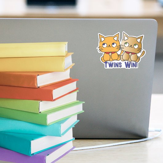 Grappig Schattige Kawaii Twin Cats Cartoon Custom  Sticker