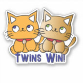 Grappig Schattige Kawaii Twin Cats Cartoon Custom  Sticker (Voorkant)