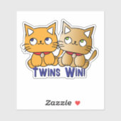 Grappig Schattige Kawaii Twin Cats Cartoon Custom  Sticker (Vel)