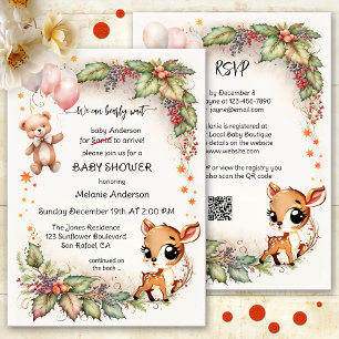 Grappig Schattige Kerst Beer Baby shower Kaart