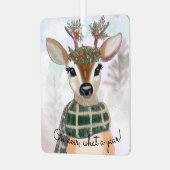 Grappig, Schattige kersthert Metalen Ornament (Voorkant links)