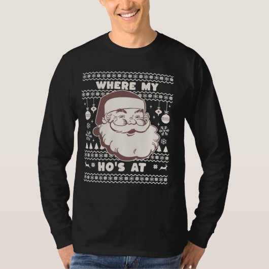 Grappig Schattige Kerstman Sinterklaas Ho Ho's Lel T-shirt (Voorkant)