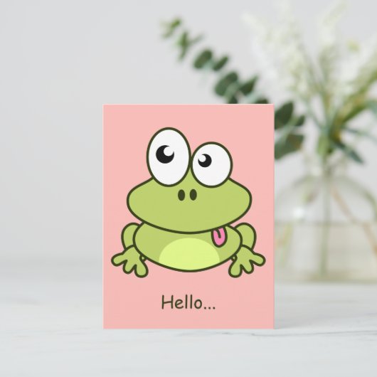 Grappig schattige kikker cartoon kinder briefkaart (Staand voorkant)