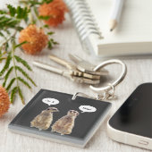 Grappig, schattige kistjes in gesprek sleutelhanger (Voorkant Rechts)