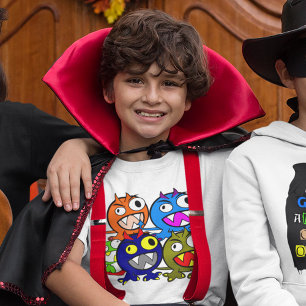 Grappig Schattige Kleurrijk Halloween Monster Frie T-shirt