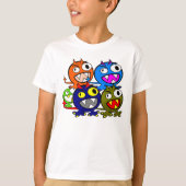 Grappig Schattige Kleurrijk Halloween Monster Frie T-shirt (Voorkant)