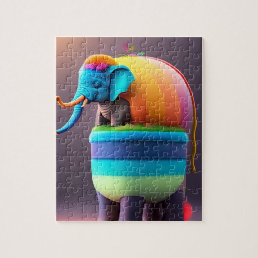 Grappig Schattige Kleurrijke Olifant Legpuzzel (Verticaal)