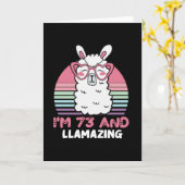Grappig Schattige Lama 73e Verjaardag Cadeau Voor Kaart (Gele Bloem)