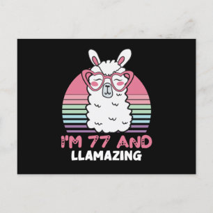 Grappig Schattige Lama 77e Verjaardagscadeau Voor Briefkaart