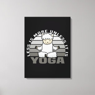 Grappig schattige lama die yoga doet. canvas afdruk