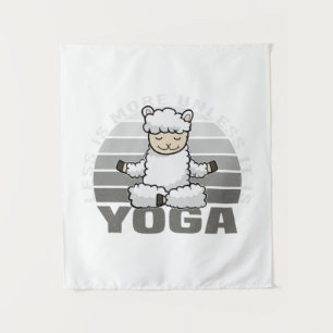 Grappig schattige lama die yoga doet. wandkleed