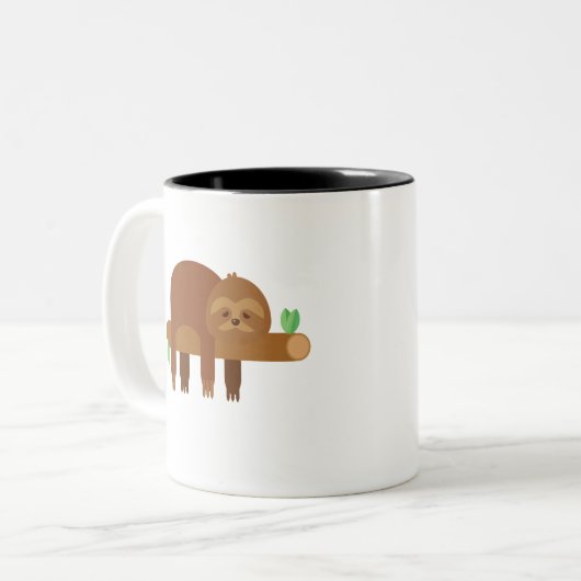 Grappig Schattige Lazy Sloth Gift Tweekleurige Koffiemok (Voorkant links)