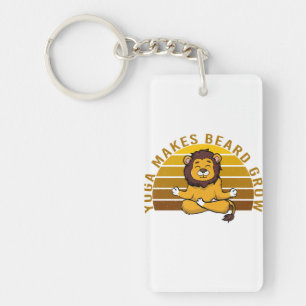 Grappig schattige leeuw die yoga doet. sleutelhanger
