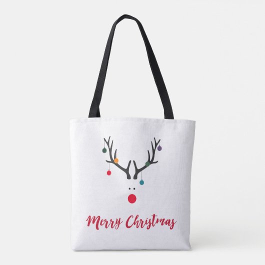 Grappig schattige minimalistische kerstrendiertjes tote bag (Achterkant)
