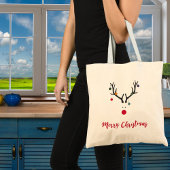 Grappig schattige minimalistische kerstrendiertjes tote bag