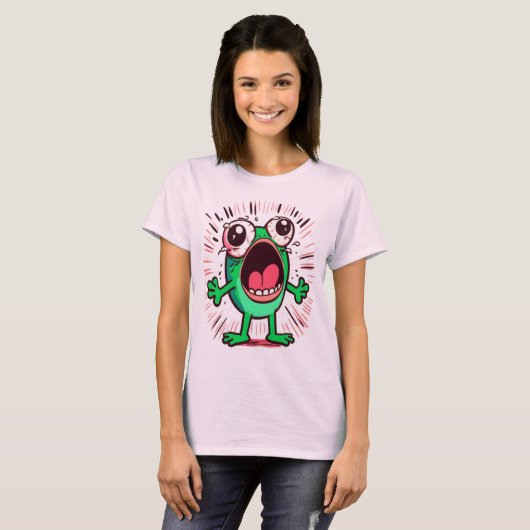 Grappig Schattige Modern Screaming Frog Gift Vrouw T-shirt (Voorkant volledig)