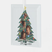 Grappig, Schattige, moderne familiefoto kerst Glas Ornament (Voorkant links)