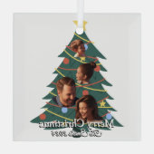 Grappig, Schattige, moderne familiefoto kerst Glas Ornament (Achterkant)