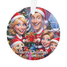 Grappig, Schattige, moderne familiefoto kerst