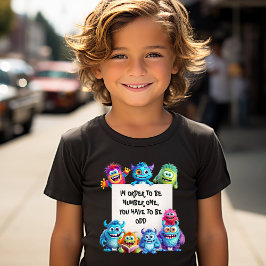 Grappig Schattige Monsters Kleurrijke Kinder Tekst T-shirt