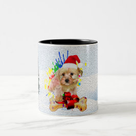 Grappig, Schattige Morkie Dog Christmas Tweekleurige Koffiemok
