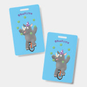 Grappig schattige neushoorns over eenwieler badge (Voor- en achterkant)