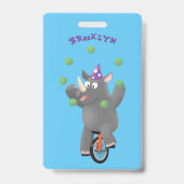 Grappig schattige neushoorns over eenwieler badge (Achterkant)