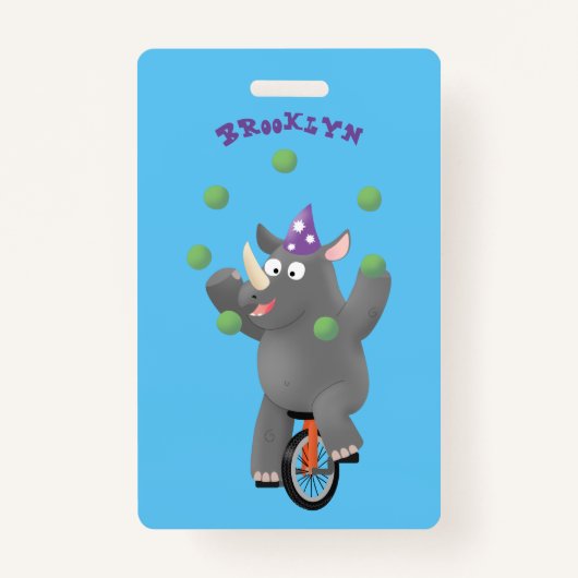 Grappig schattige neushoorns over eenwieler badge (Voorkant)