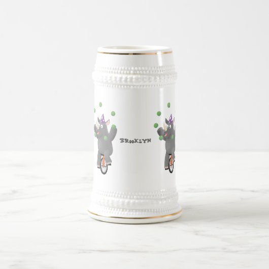 Grappig schattige neushoorns over eenwieler bierpul (Center)