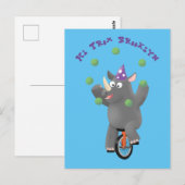 Grappig schattige neushoorns over eenwieler briefkaart (Voorkant / Achterkant)