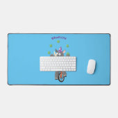 Grappig schattige neushoorns over eenwieler bureaumat (Keyboard & Muis)