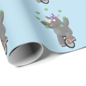 Grappig schattige neushoorns over eenwieler cadeaupapier (Rol Hoek)