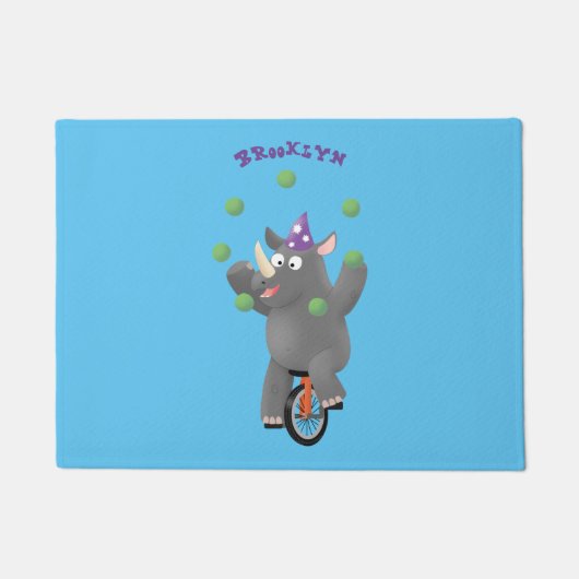 Grappig schattige neushoorns over eenwieler deurmat (Voorkant)