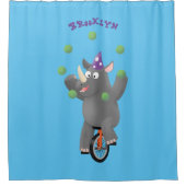 Grappig schattige neushoorns over eenwieler douchegordijn (Voorkant)