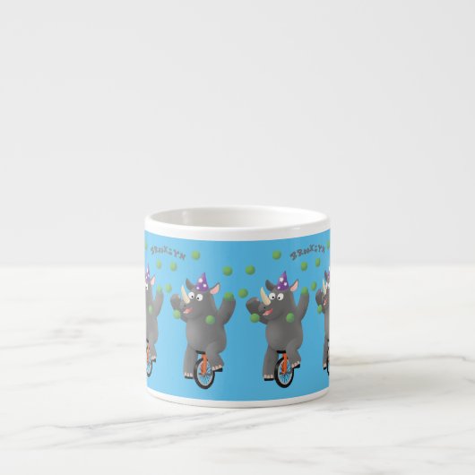 Grappig schattige neushoorns over eenwieler espresso kop (Voorkant)