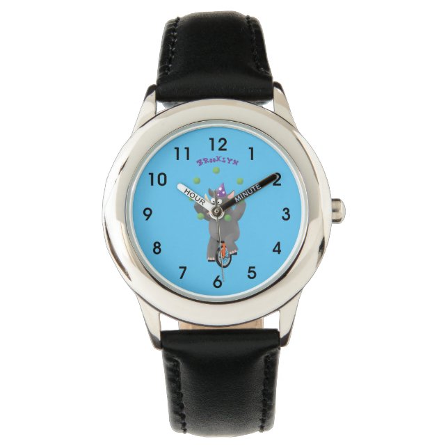 Grappig schattige neushoorns over eenwieler horloge (Voorkant)