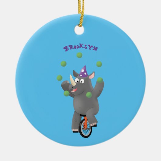 Grappig schattige neushoorns over eenwieler keramisch ornament (Voorkant)
