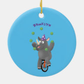 Grappig schattige neushoorns over eenwieler keramisch ornament (Achterkant)