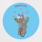Grappig schattige neushoorns over eenwieler labels (Design 2)