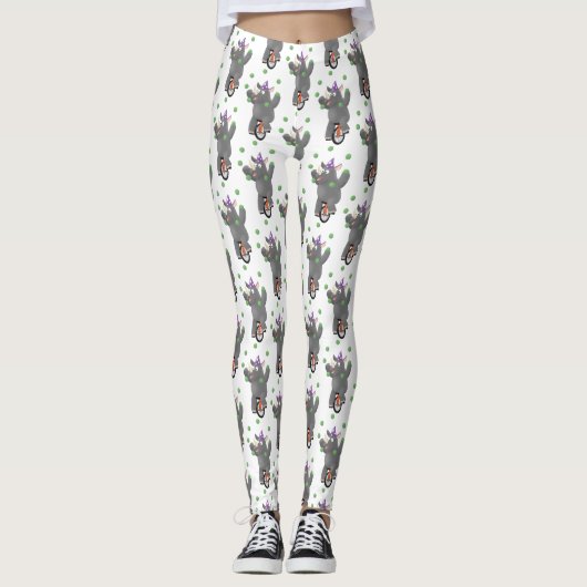Grappig schattige neushoorns over eenwieler leggings (Voorkant)