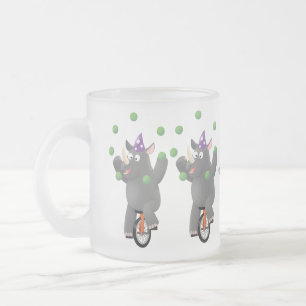 Grappig schattige neushoorns over eenwieler matglas koffiemok