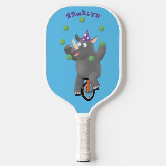 Grappig schattige neushoorns over eenwieler pickleball paddle (Voorkant)