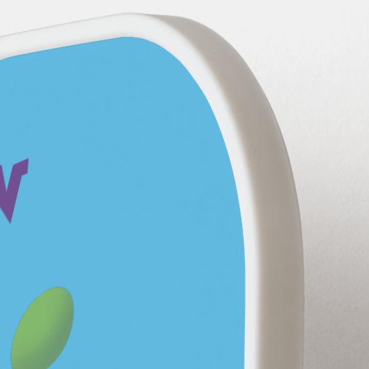 Grappig schattige neushoorns over eenwieler pickleball paddle (Links Detail)