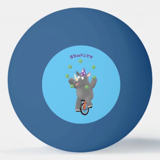 Grappig schattige neushoorns over eenwieler pingpongbal (Voorkant)