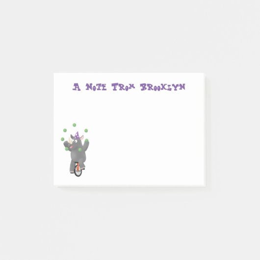 Grappig schattige neushoorns over eenwieler post-it® notes (Voorkant)