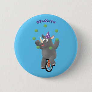 Grappig schattige neushoorns over eenwieler ronde button 5,7 cm