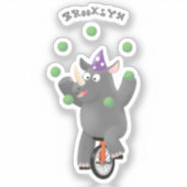 Grappig schattige neushoorns over eenwieler sticker (Voorkant)