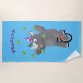 Grappig schattige neushoorns over eenwieler strandlaken (Voorkant)