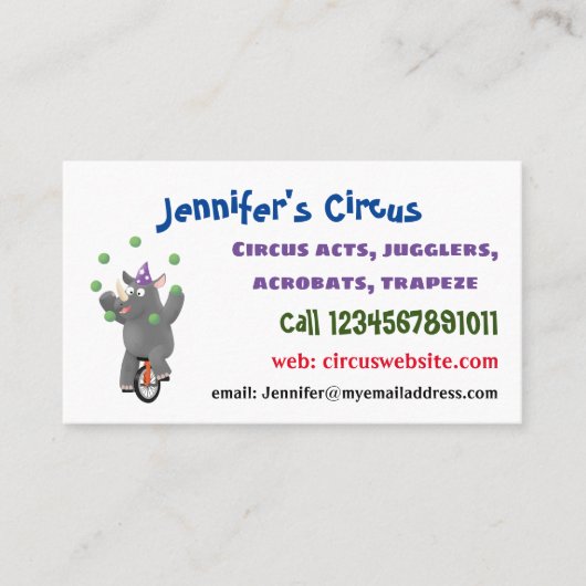 Grappig schattige neushoorns over eenwieler visitekaartje (Voorkant)