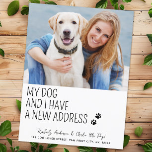 Grappig Schattige Nieuw Adres Custom Pet Photo Dog Aankondigingskaart